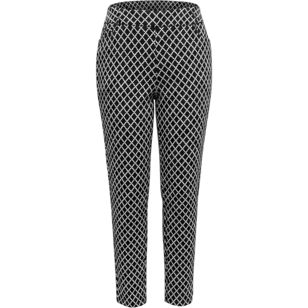 Mario Serrani Italy‎ Womens Small Navy White Diamond Lattice Pull On Slim Pants